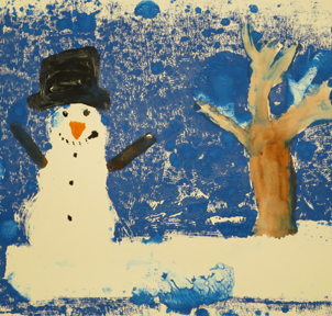 Bild Kindermalen Dez 25 rechts: Schneemann