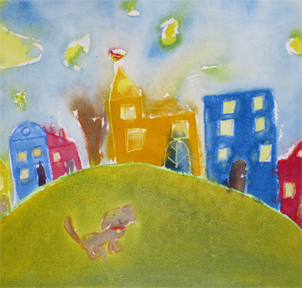 Bild Kindermalen Apr26 Mitte:Dorfplatz