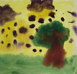 Bild Kindermalen Herbst 25 rechts: Baum im Gewitter